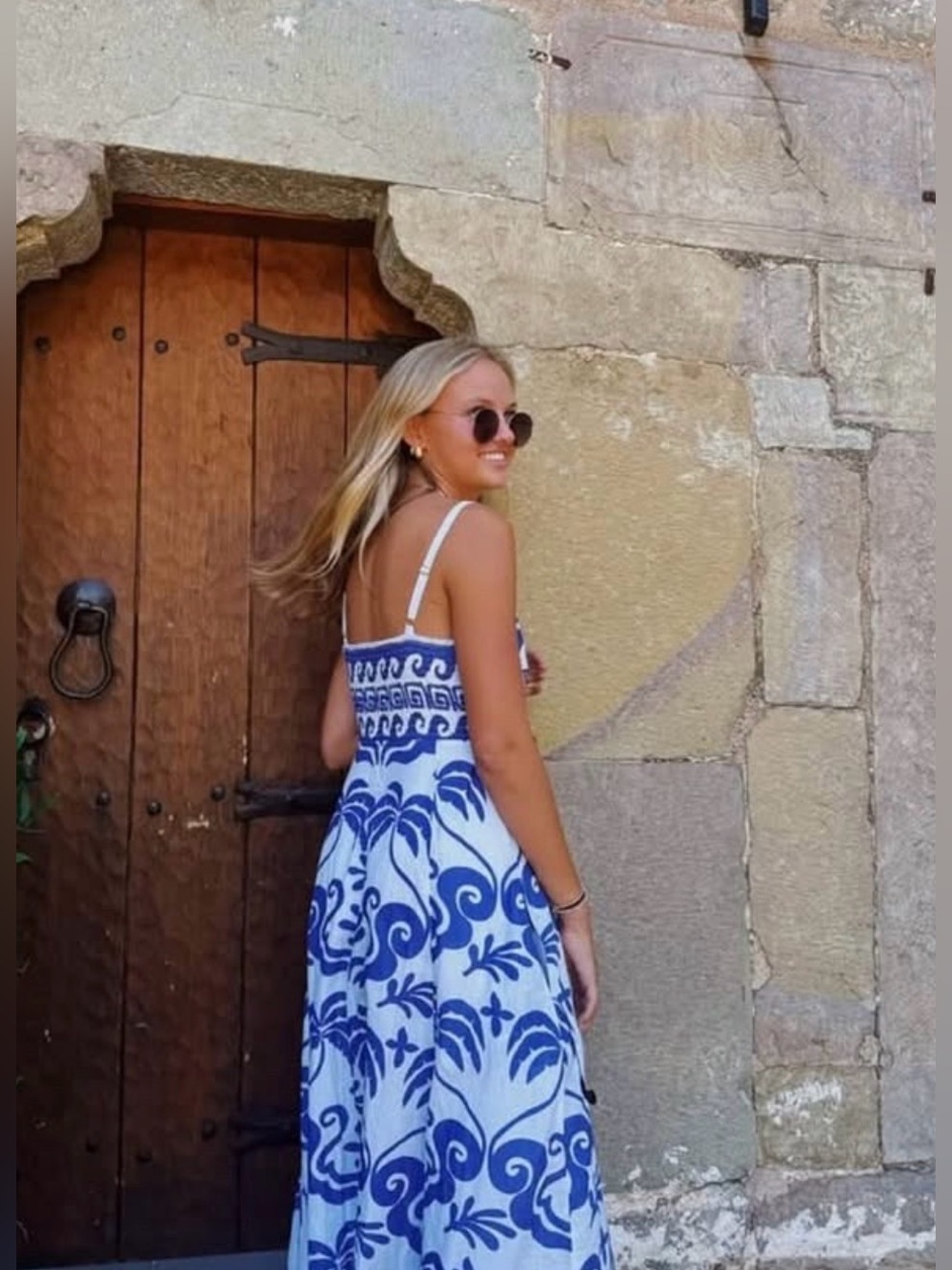 ▪️Beach Riot Rianne Mediterranean Print Maxi Dress Greece Vacation Resort Dress - Picture 3 of 10